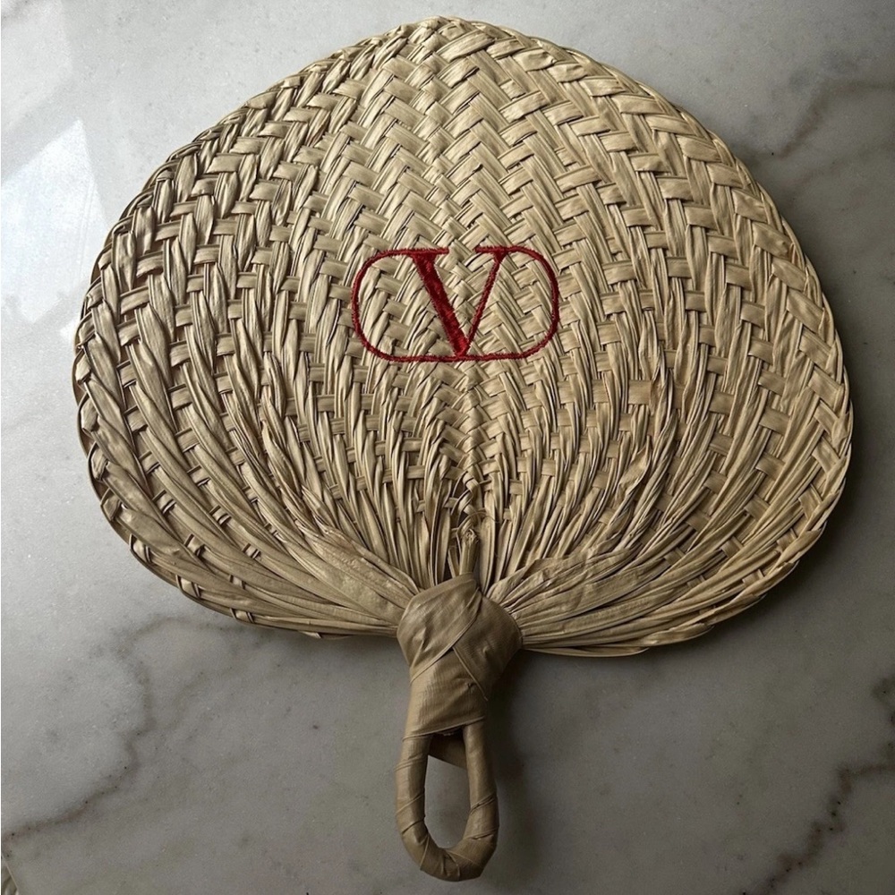Valentino Raffia Bamboo Fan